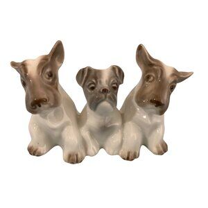 Vintage Trio Scottie Dog Scottish Terriers Figurine Mid Century Porcelain Japan